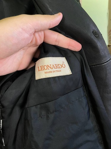 Leonardo leather blazer jacket coat y2k relaxed oversized 3 button size US 16 - Picture 9 of 9