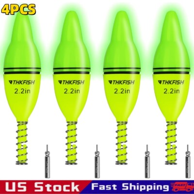 THKFISH 4PCS Cigar Floats Bobbers Fishing LED Lighted Fishing Bobbers for Night