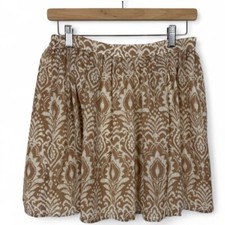 Dynamite Pleated Damask Mini Skirt Womens Medium White Tan Lined