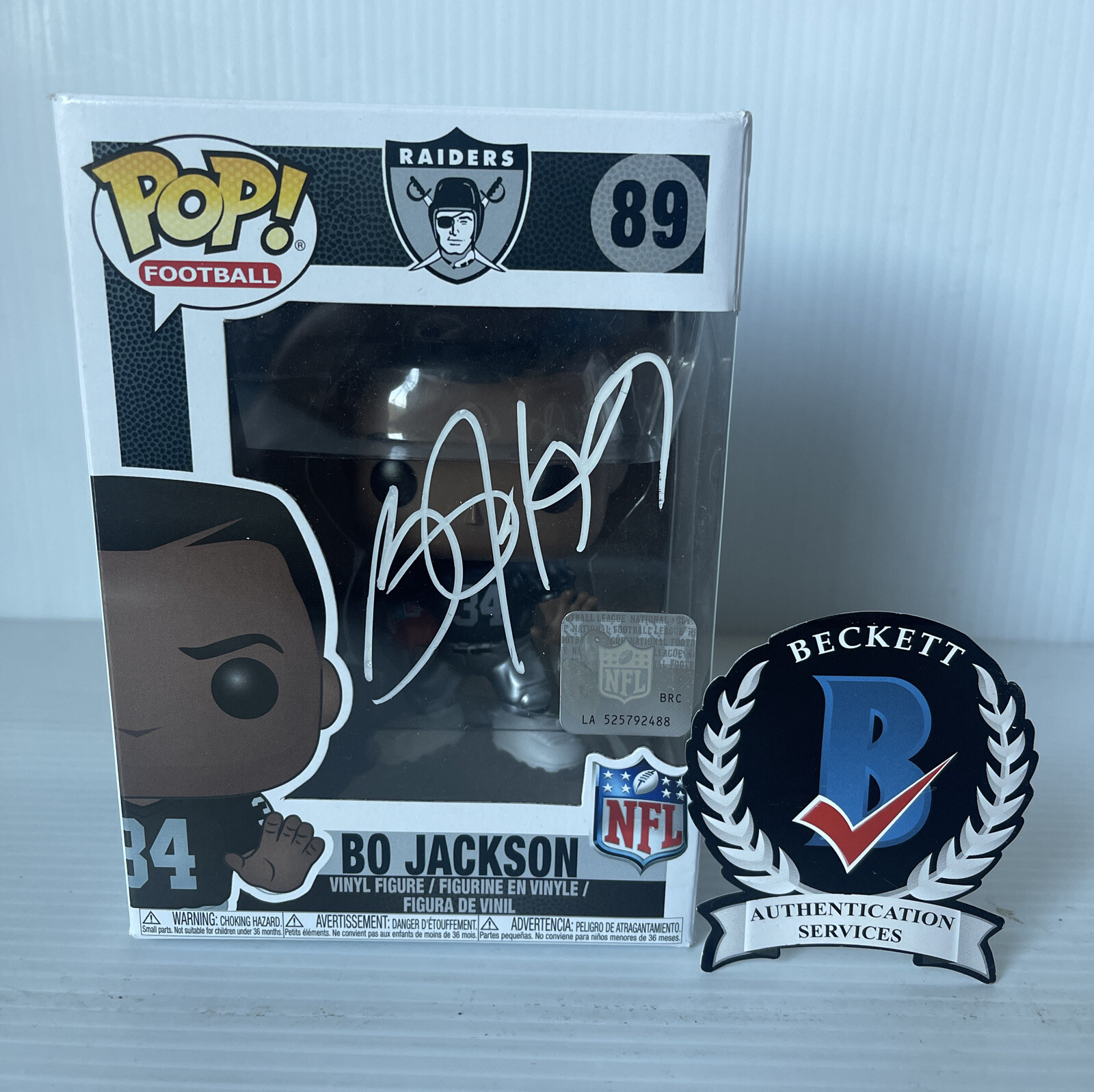 Bo Jackson Autographed Signed Oakland Raiders LA FUNKO POP Beckett Witnessed QR Code COA 1 