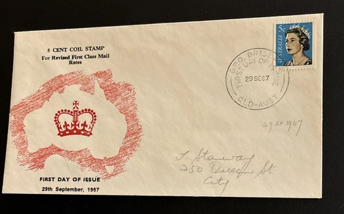 Australia FDC 1967 5c Coil Stamp Revised First Class Mail Rates