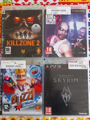 PS3 LOT 4 GAMES KILLZONE 2+KANE AND LYNCH 2+BUZZ+THEELDER SCROLLS ONLINE SKYRIM