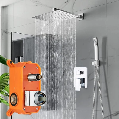 JIEBAO Unterputz Duscharmatur Set ibox 40cm Regendusche Kopfbrause Mischbatterie Chrom