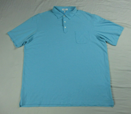 Peter Millar Polo Shirt Mens XL Extra Large Light Blue Teal Pocket Pique Stretch - Afbeelding 1 van 19