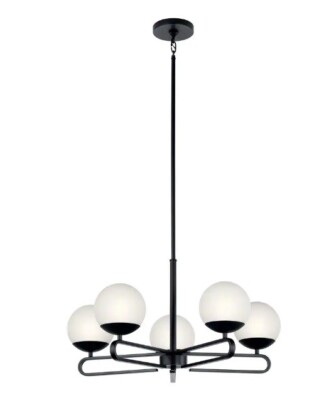 Modern Black Chandelier 5-Light Kitchen Dining Room Ceiling Light 25''