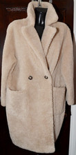 Marella Sand Beige Teddy Coat Faux Fur Teddy Coat Uk 16 New £355