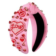 Valentine's Day Headbands for Women Rhinestone Beaded Heart Headband Pink Red...