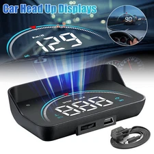 Car OBD2 HUD Head Up Display Digital Speedometer MPH KMH Compass Overspeed Alarm