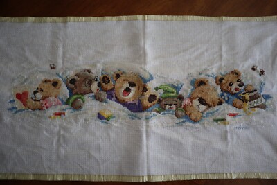 Finished Janlynn Counted Cross Stitch 19''X7''-Sleepy Bears #195-0601 Complete