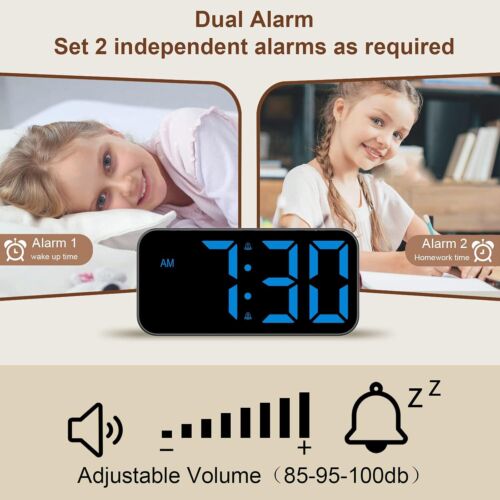 Touch Digital Alarm Clock LED Mirror Display Date Home Bedside Night Light Loud - Picture 8 of 38