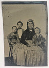 Antique Tintype Photo Victorian Mother Woman Children Pattern Fashion Unique