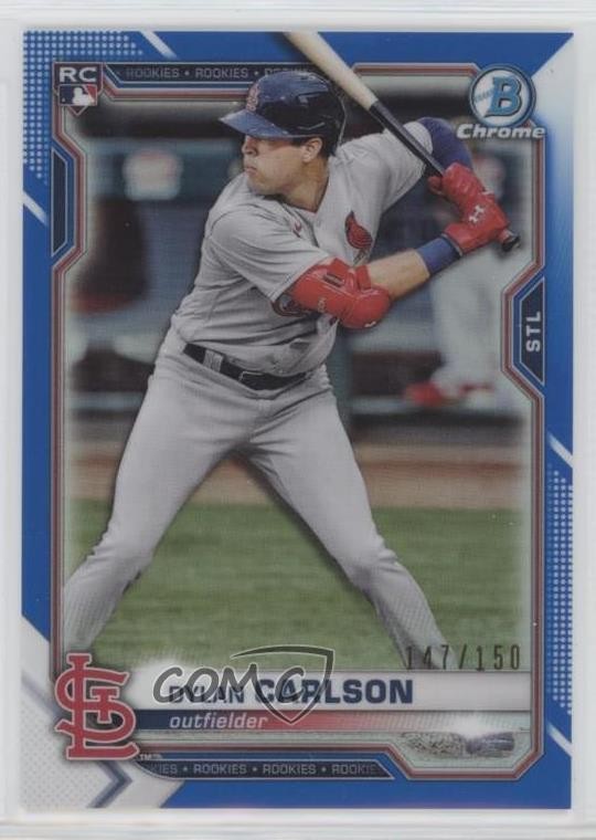 2021 Bowman Chrome Blue Refractor /150 Dylan Carlson #45 Rookie RC