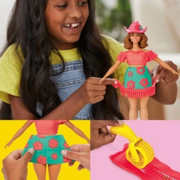 Play-Doh Barbie Floral y Flecos Diseñador Muñeca Set, Regalos de Navidad para Niños Foto 3 de 4