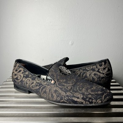 Roberto Cavalli Embellished Velvet Loafer Dress All Over Print Snake 42.5