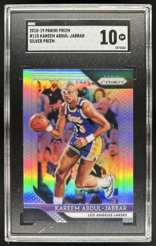 2018-19 Panini Prizm Kareem Abdul-Jabbar Prizm Silver #115 Lakers SGC 10