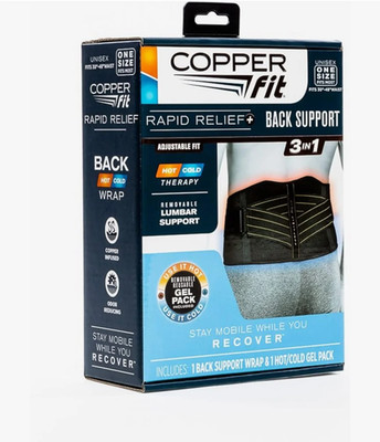Copper Fit Rapid Relief Back Support 3-in-1 Hot Cold Therapy Gel Pack New