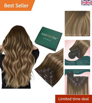 14 Zoll Balayage Clip-In Haarverlängerungen - Echthaar, 7 Stück, Ombre Effekt