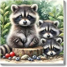 Raccoon Paint by Numbers Kit for Adults Beginner,Animal Adult Paint by Number K