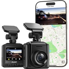 2K Ultra HD Wi-Fi Dash Cam with External GPS  Night Vision - Compact Design