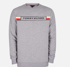 Image of Mens Sweatshirt Tommy HIlfiger Long Sleeve pullover Tape Logo S-2XL | RRP £90
