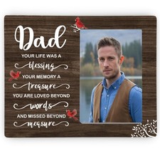 Dad Memorial Wooden Picture Frame, In Loving Memory Remembrance Photo Frame G...