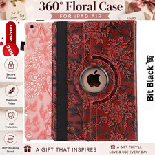 Floral 360° drehbar Leder Smart Case Stände...