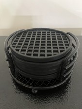 Black Rubber Grid Pattern Round Coaster Set of 6 with Holder Slip-Proof