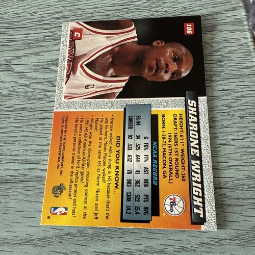 1994-95 Topps Embossed Silver Idol Sharone Wright ROOKIE RC - Picture 4 of 4