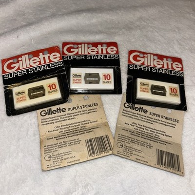 VTG New! Gillette Super Stainless 10 Razor Blades Spoiler - 5Packs (50) - w/Box!