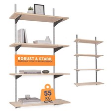 Mensola da parete antracite bianca kit legno sospeso scaffale libri altezza 50-150 cm