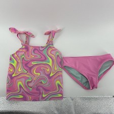 Cat Jack Girls Tankini Swimsuit- Pink Swirl- Size M 8