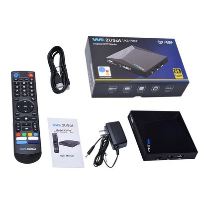 We2uSat K3 Pro+ Android 12 TV Box with WiFi 6, Bluetooth 5.0 and Voice Remote