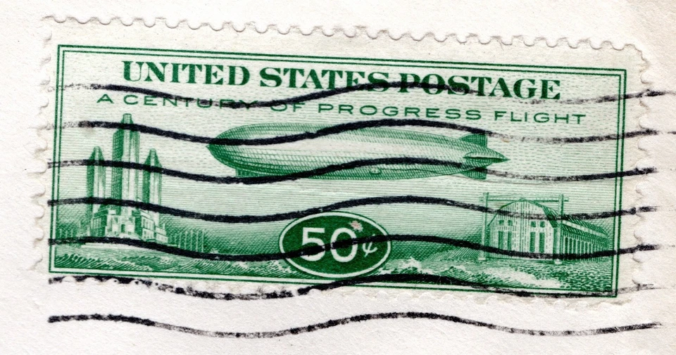 C18 Century of Progress 50c Zeppelin 1933 Akron OH Flown to Chicago Grimsland - Image 2 of 3