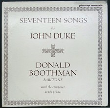 Seventeen Songs by John Duke w/ Donald Boothman, Baritone - LP NM M- Rel. 1923