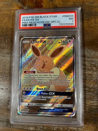Pokemon 2019 Promo Pikachu Eevee SPC Coll. Full Art EEVEE GX #SM233 PSA 7 RARE