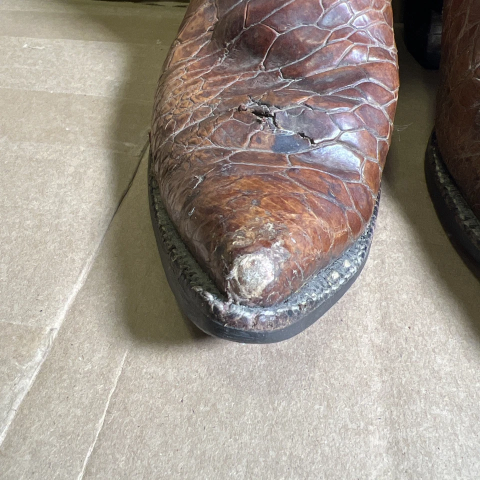 Винтажные ковбойские сапоги Justin Sea Turtle Print 9301 мужские 9,5 B коричневые поврежденные - Изображение 3 из 4