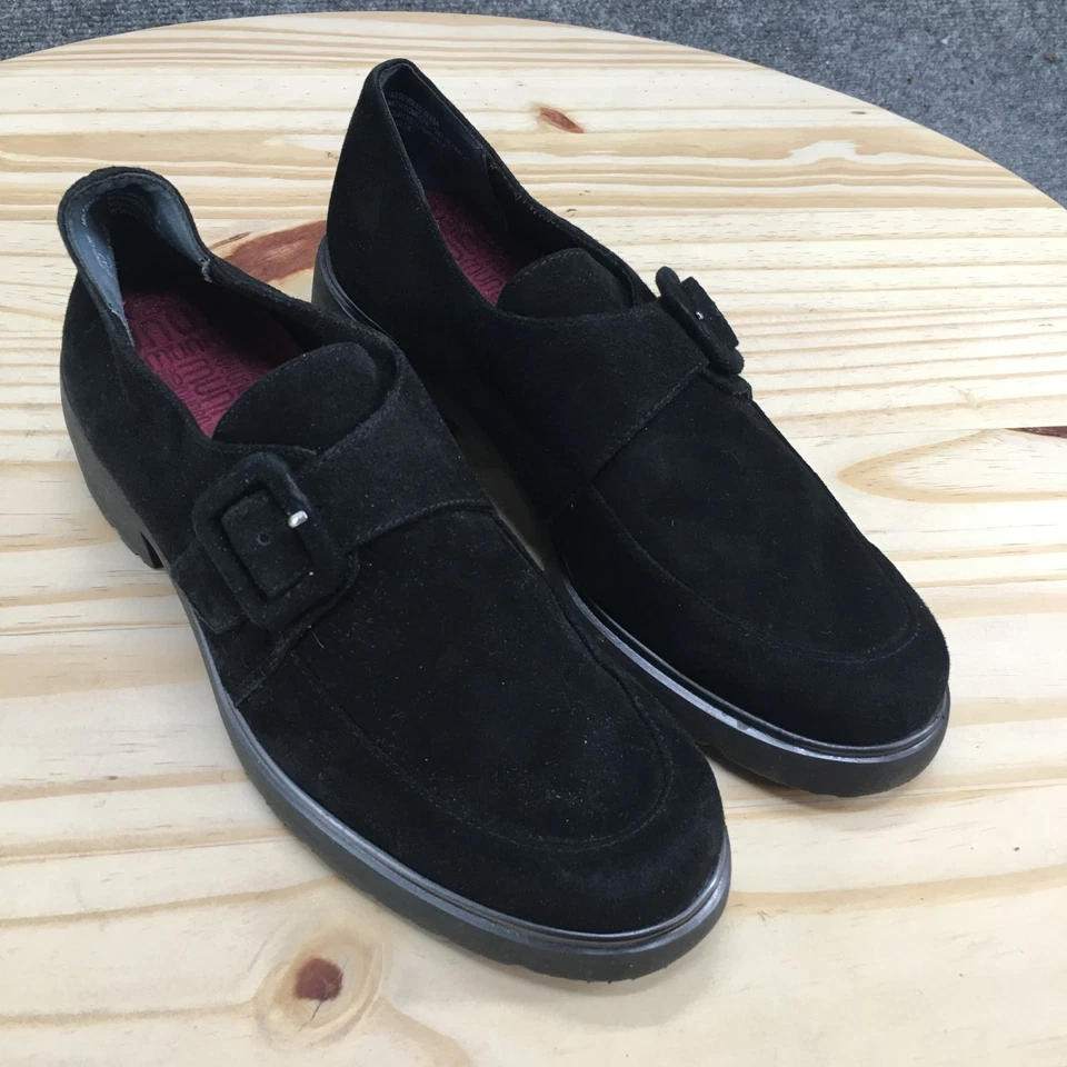 Munro American Shoes Womens 6 M Winslow Oxford Black Leather Block Heels Buckle - Image 3 of 4