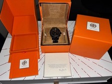 Tory Burch Black Ion Plated Stainless Steel Quartz Watch TRB1025 ORIG $695