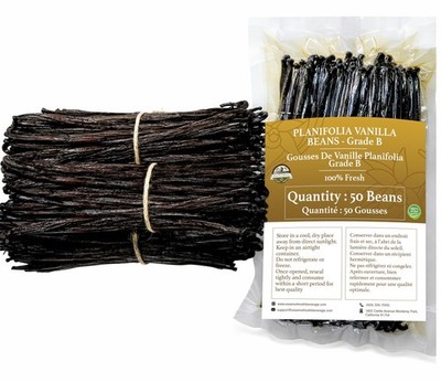 50 Vanilla Beans Grade B for Making Vanilla Extract, Vanilla Beans Bulk for Extr
