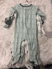 3 Pack Cloud Island Blue and White Kids Footies Set Sz 3-6 M Double Zip NWT