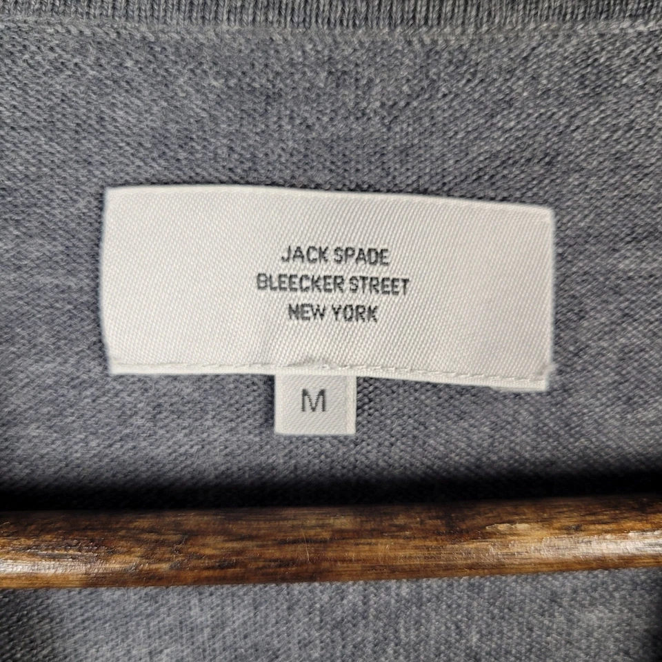 Jack Spade Men's Medium Gray Orange Contrast 100% Wool Cardigan Preppy Golf - Image 4 of 4