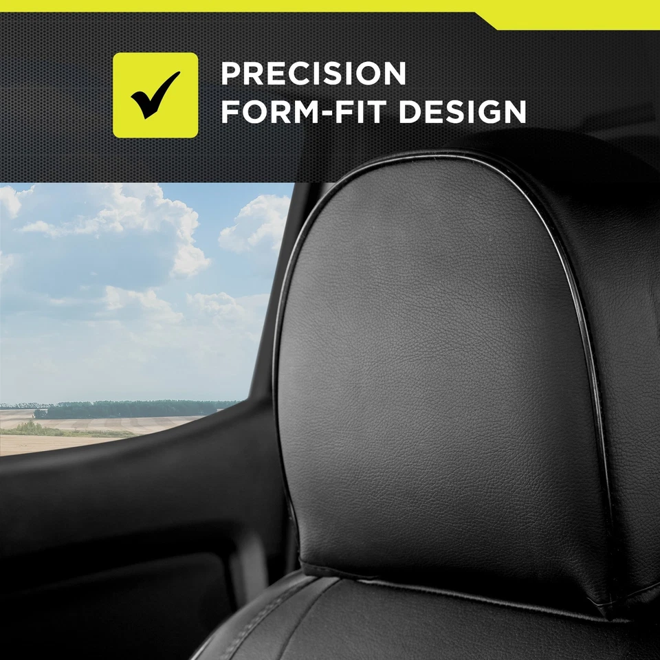 Fundas de asiento de cuero sintético Auto Drive - Paquete de 2 - negras, ajuste universal Foto 4 de 4