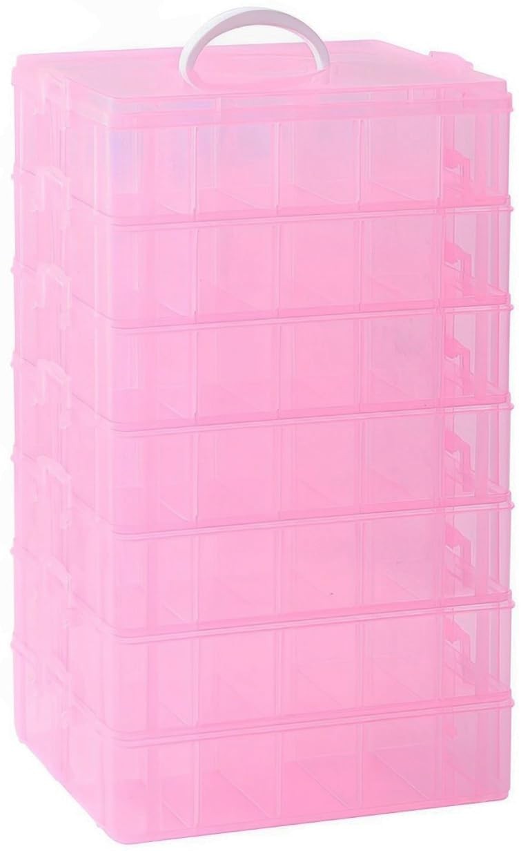 70-Compartment Adjustable 7-Tier Craft Bead Storage Organizer Box