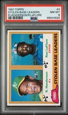 1981 TOPPS R.HENDERSON/R.LEFLORE #4 STOLEN BASE LEADERS PSA 8