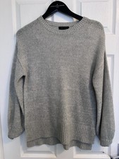 New Look Grey Knitted Jumper Size S Small Oversized Crew Neck Soft Comfy