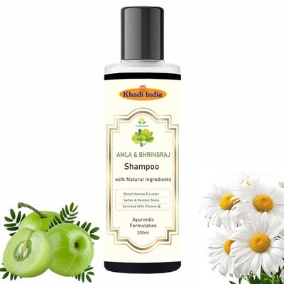 Khadi Amla Bhringraj Herbal Shampoo | Anti-Dandruff & Hair Fall Control 210ml