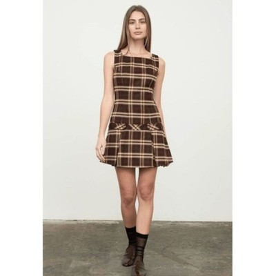 green emerald velvet dress Opal Gingham Maxi Dress in Brown