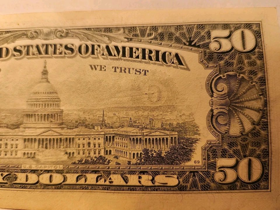 AU Crisp 1988 $50 Dollar Bill  Federal Reserve Note Fancy  Almost Uncirculated - Image 2 of 4