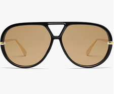 Sunglasses Polarized Aviator Oversized Retro Shield Black Brown Unisex