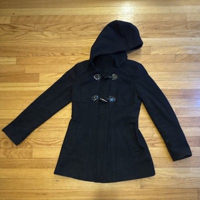 Vintage GUESS Women's Black coat/jacket adjustable Hood with Pockets size small
